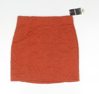 Miss Selfridge Womens Brown Floral Polyester Mini Skirt Size 8 Zip