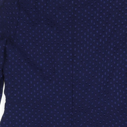 Stella Womens Blue Polka Dot Polyester Fit & Flare Size 12 V-Neck Zip