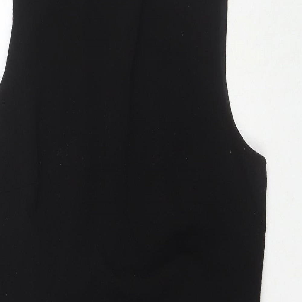 ASOS Womens Black Polyester A-Line Size 10 Round Neck Zip - Jeweled Detail