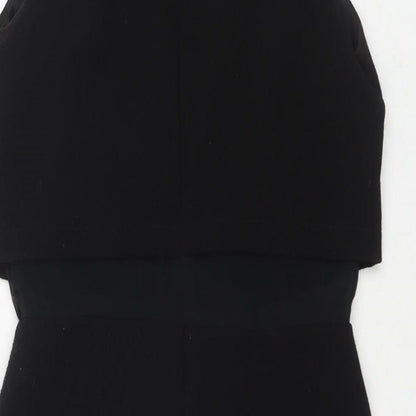 ASOS Womens Black Polyester A-Line Size 10 Round Neck Zip - Jeweled Detail