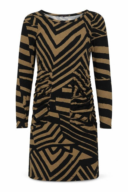 Lila Womens Brown Striped Polyester Jumper Dress Size 10 Round Neck Pullover