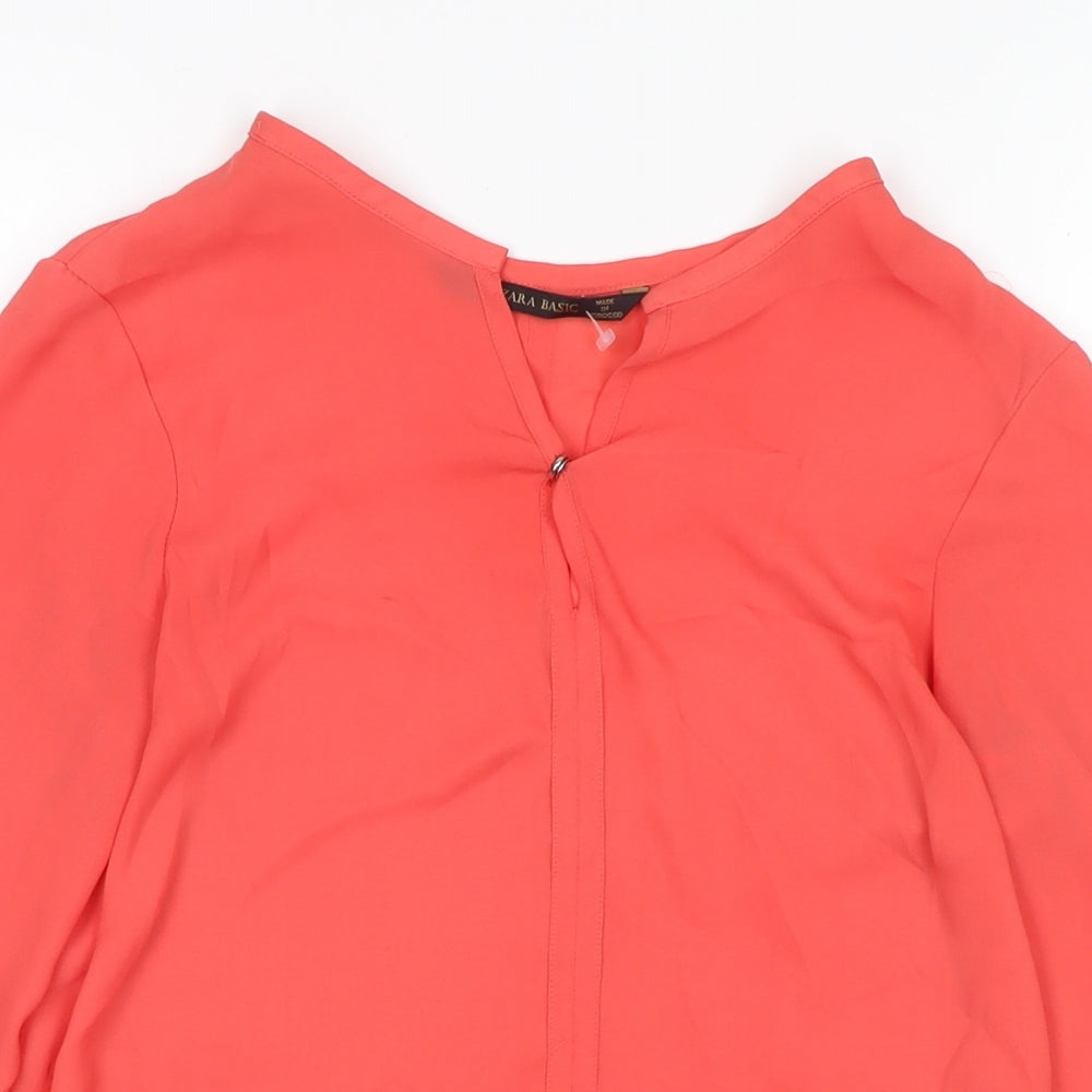 Womens UK Size XS Zara Red Basic Blouse