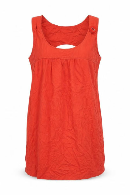 New Look Womens Red Cotton Tank Dress Size 16 Round Neck Pullover