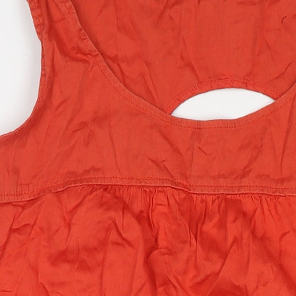 New Look Womens Red Cotton Tank Dress Size 16 Round Neck Pullover