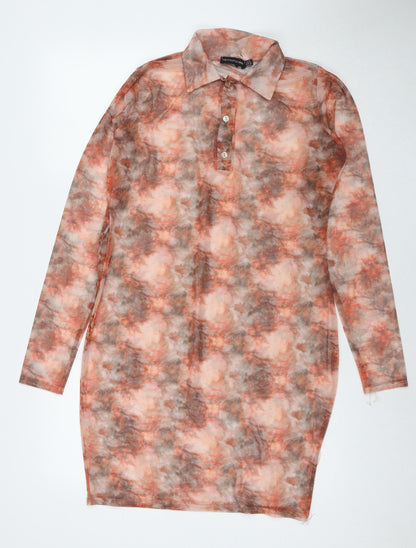 PRETTYLITTLETHING Womens Multicoloured Polyester Shirt Dress Size 16 Collared Button