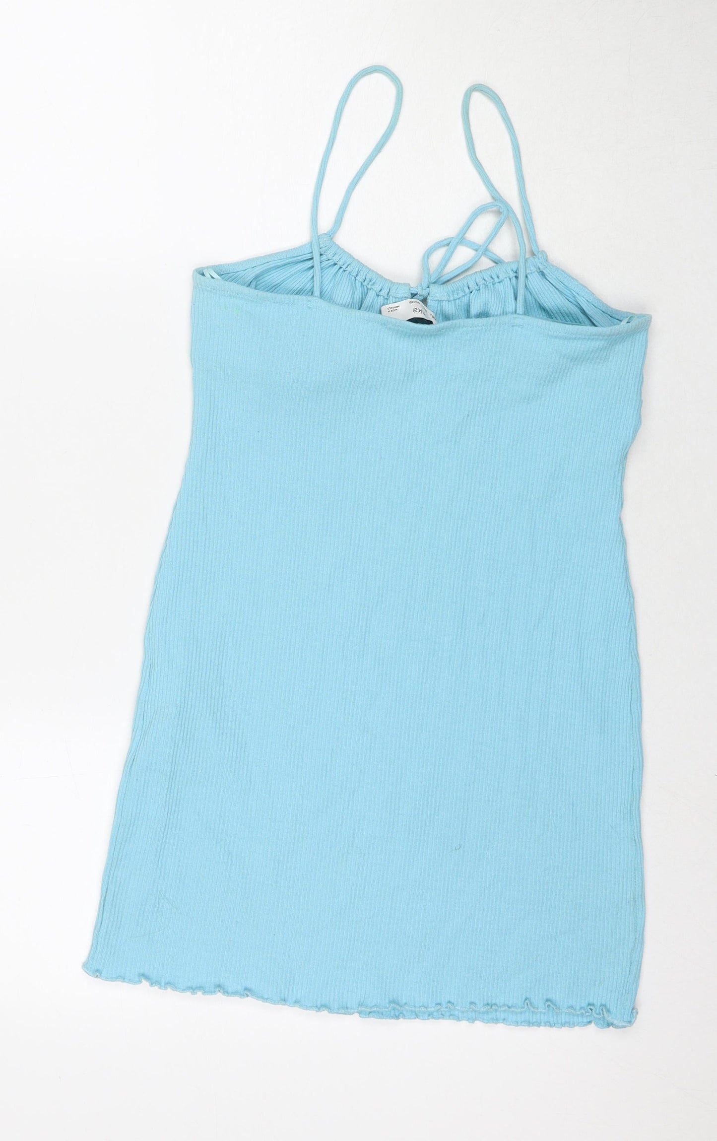Bershka Womens Blue Cotton Bodycon Size L Sweetheart Pullover