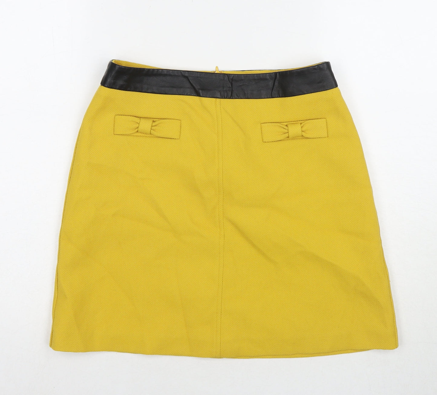 Oasis Womens Yellow Polyester A-Line Skirt Size 10 Zip