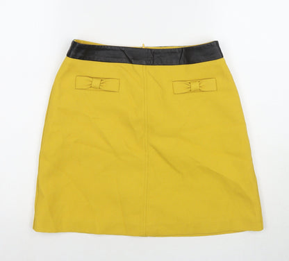 Oasis Womens Yellow Polyester A-Line Skirt Size 10 Zip