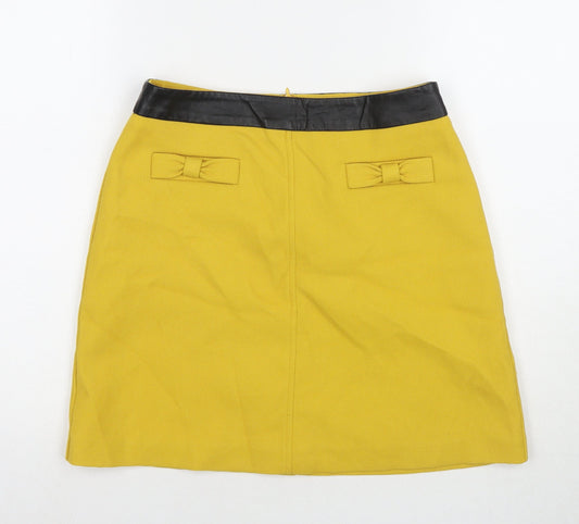 Oasis Womens Yellow Polyester A-Line Skirt Size 10 Zip