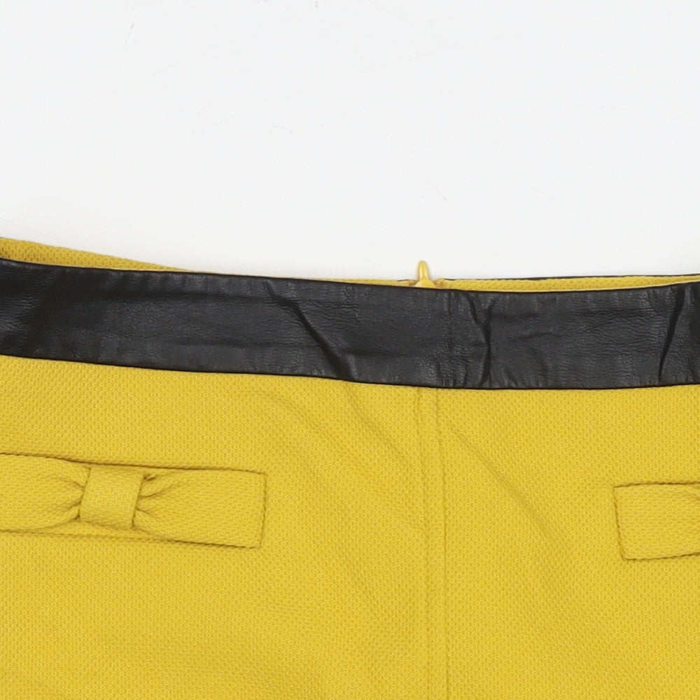 Oasis Womens Yellow Polyester A-Line Skirt Size 10 Zip