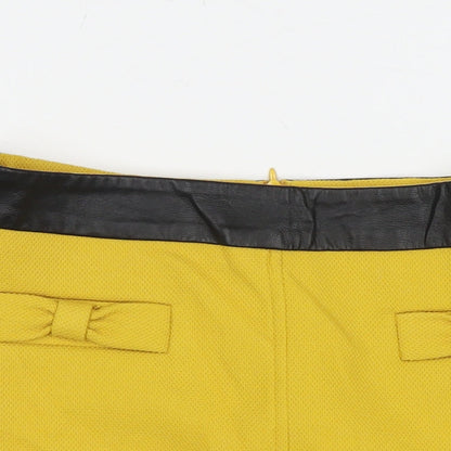 Oasis Womens Yellow Polyester A-Line Skirt Size 10 Zip