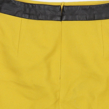Oasis Womens Yellow Polyester A-Line Skirt Size 10 Zip