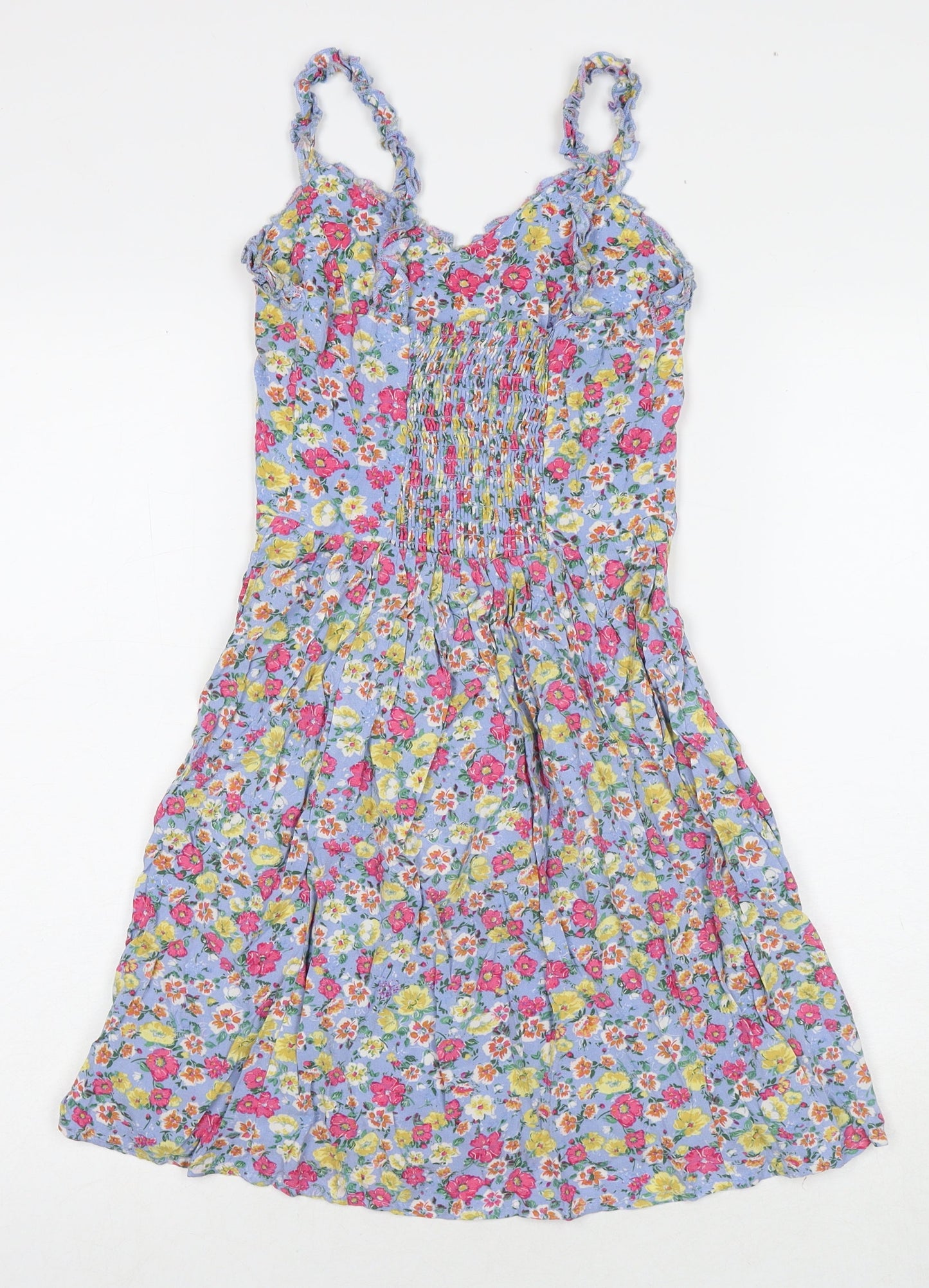 Boohoo Womens Multicoloured Floral Viscose Fit & Flare Size 6 V-Neck Pullover