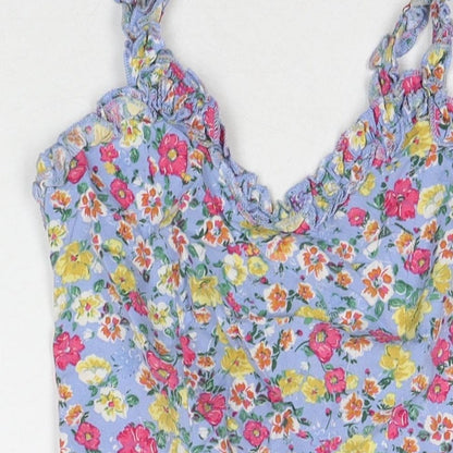 Boohoo Womens Multicoloured Floral Viscose Fit & Flare Size 6 V-Neck Pullover