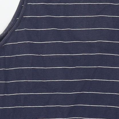 Racing Green Womens Blue Striped Cotton Tank Dress Size 18 Round Neck Pullover