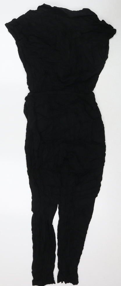 NEXT Womens Black Viscose Jumpsuit One-Piece Size 12 L23 in Snap