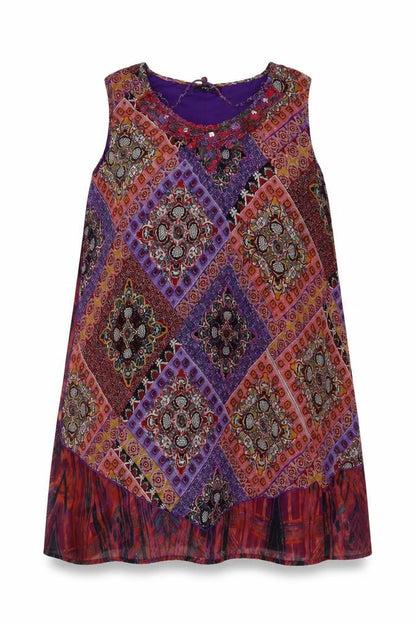 Klass Womens Multicoloured Geometric Polyester Kaftan Size 20 Round Neck Pullover