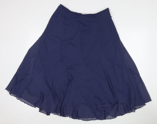Damart Womens Blue Polyester Maxi Skirt Size 16 Zip