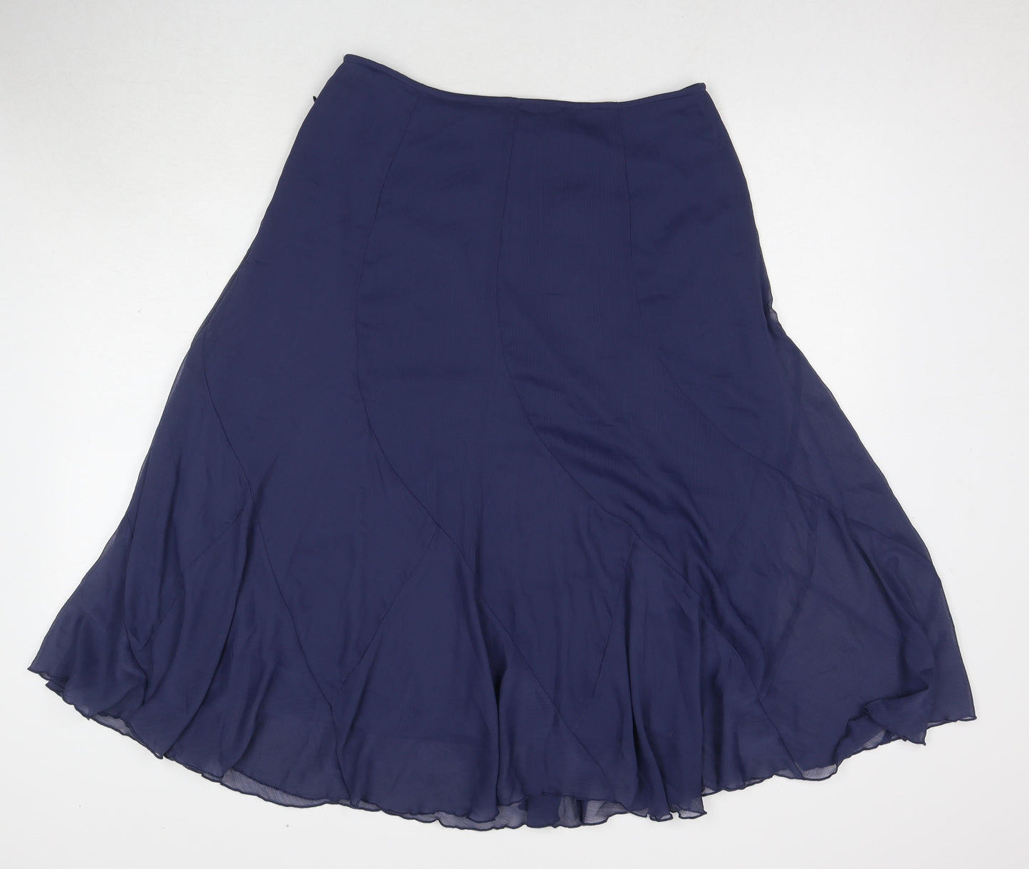 Damart Womens Blue Polyester Maxi Skirt Size 16 Zip