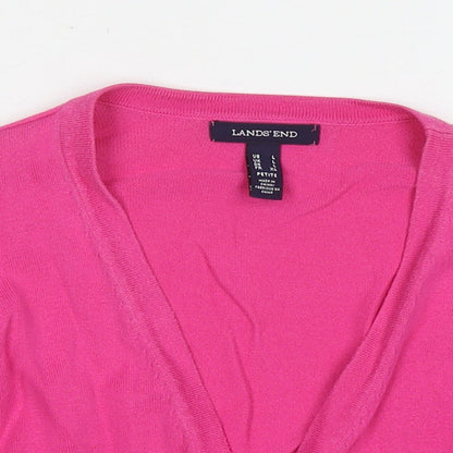 Womens UK Size L Lands' End Pink Cardigan Jumper