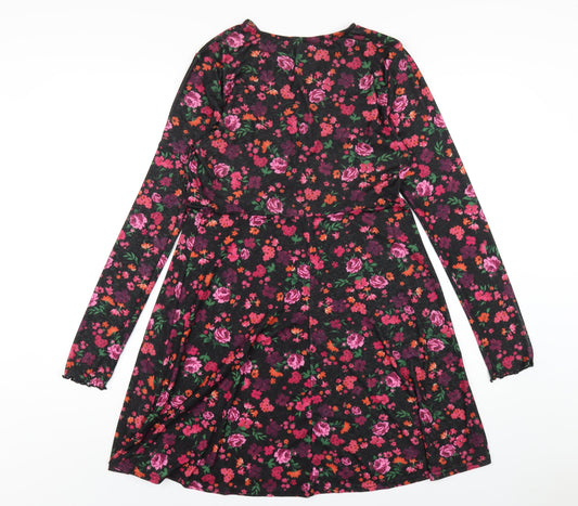 New Look Womens Beige Floral Polyester A-Line Size 12 Round Neck Pullover