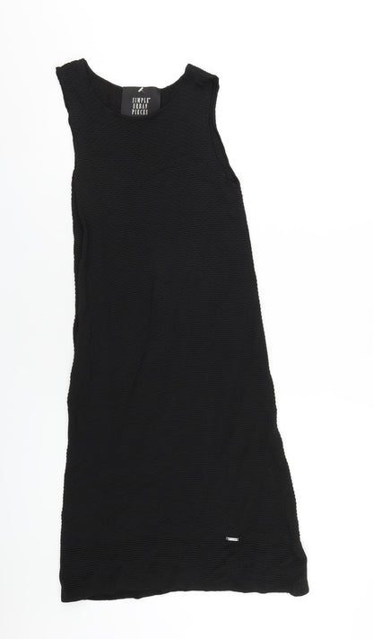 Simple Urban Pieces Womens Black Viscose Tank Dress Size 8 Off the Shoulder Pullover