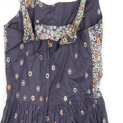 Topshop Womens Multicoloured Geometric Cotton A-Line Size 10 Scoop Neck Zip