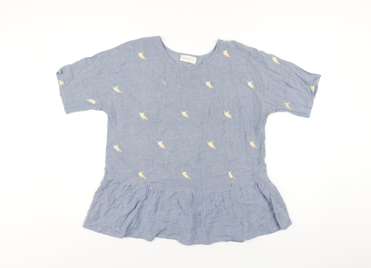 Womens UK Size 10 Apricot Blue Basic T-Shirt