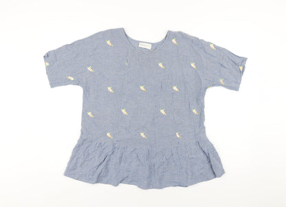 Womens UK Size 10 Apricot Blue Basic T-Shirt