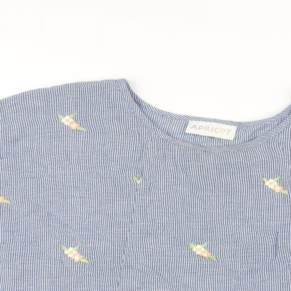 Womens UK Size 10 Apricot Blue Basic T-Shirt