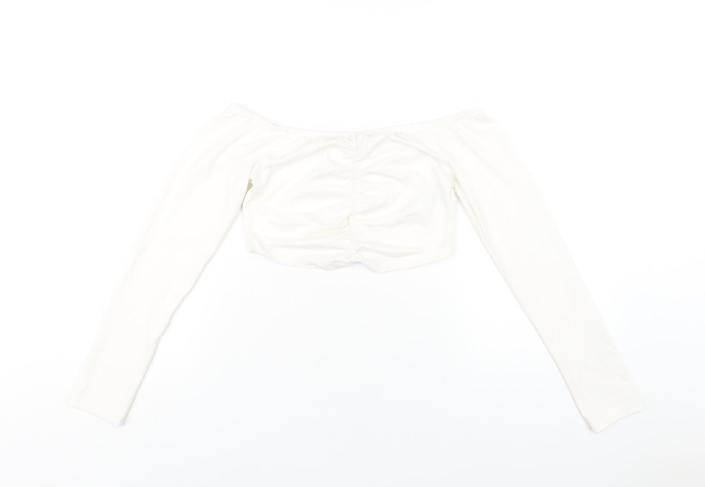 Nakd Womens White Modal Cropped T-Shirt Size M Off the Shoulder - `