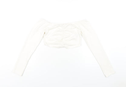 Nakd Womens White Modal Cropped T-Shirt Size M Off the Shoulder - `