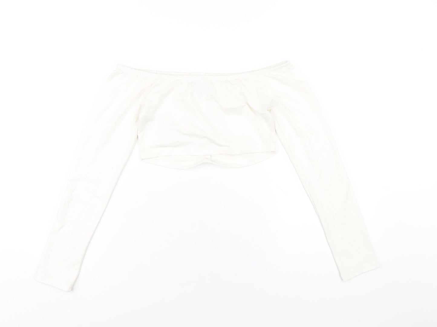 Nakd Womens White Modal Cropped T-Shirt Size M Off the Shoulder - `