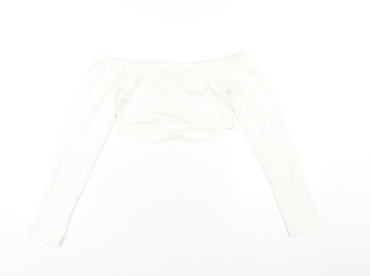 Nakd Womens White Modal Cropped T-Shirt Size M Off the Shoulder - `
