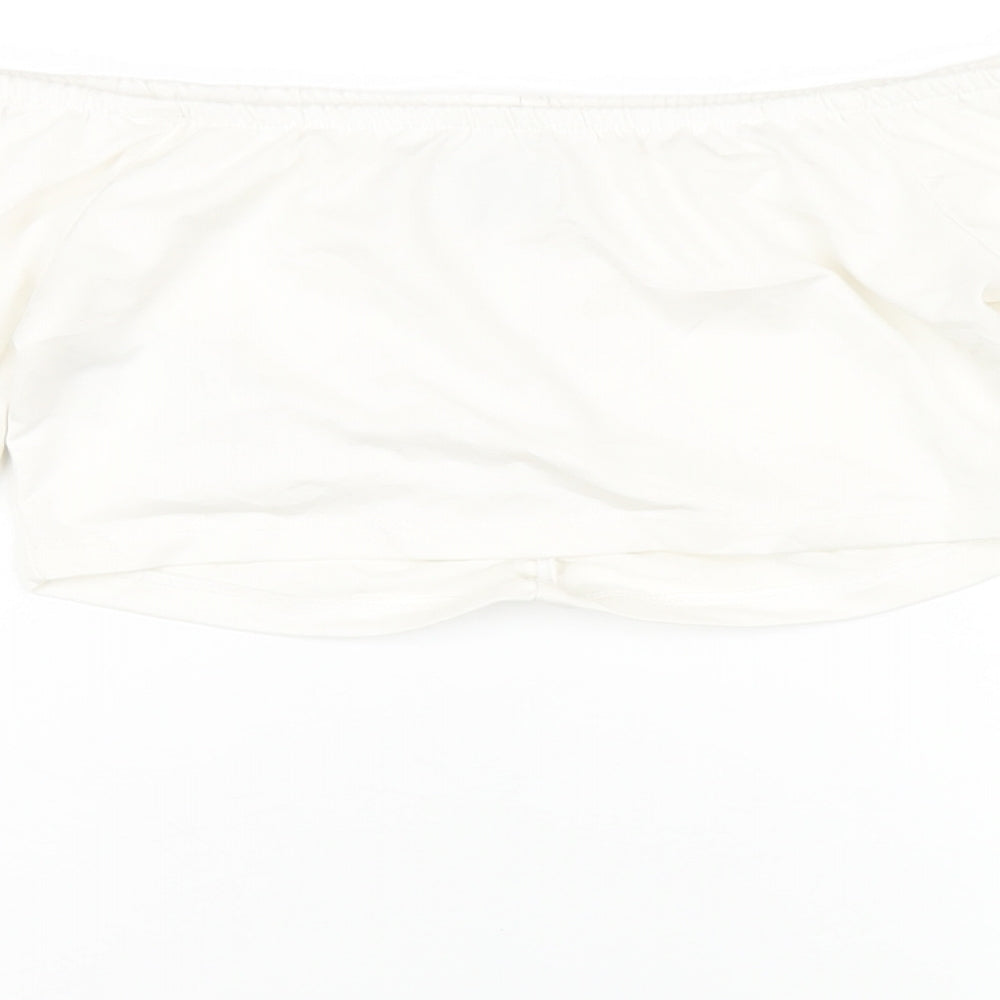 Nakd Womens White Modal Cropped T-Shirt Size M Off the Shoulder - `