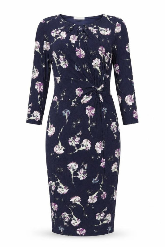 Classics Womens Blue Floral Viscose Bodycon Size 10 Round Neck Pullover