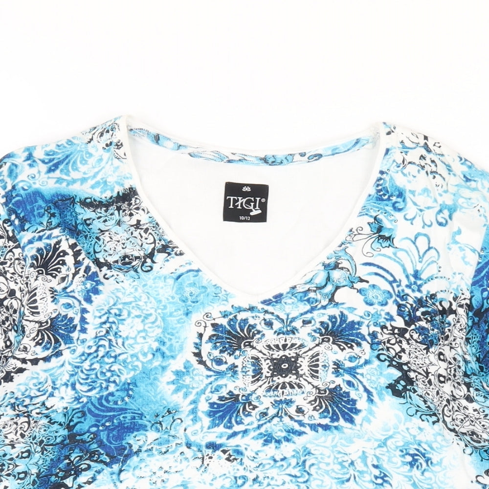 Womens UK Size 10 TIGI Blue Basic T-Shirt