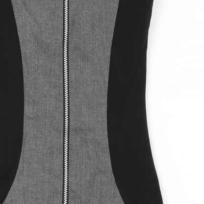 Warehouse Womens Grey Polyester Pencil Dress Size 8 Round Neck Zip