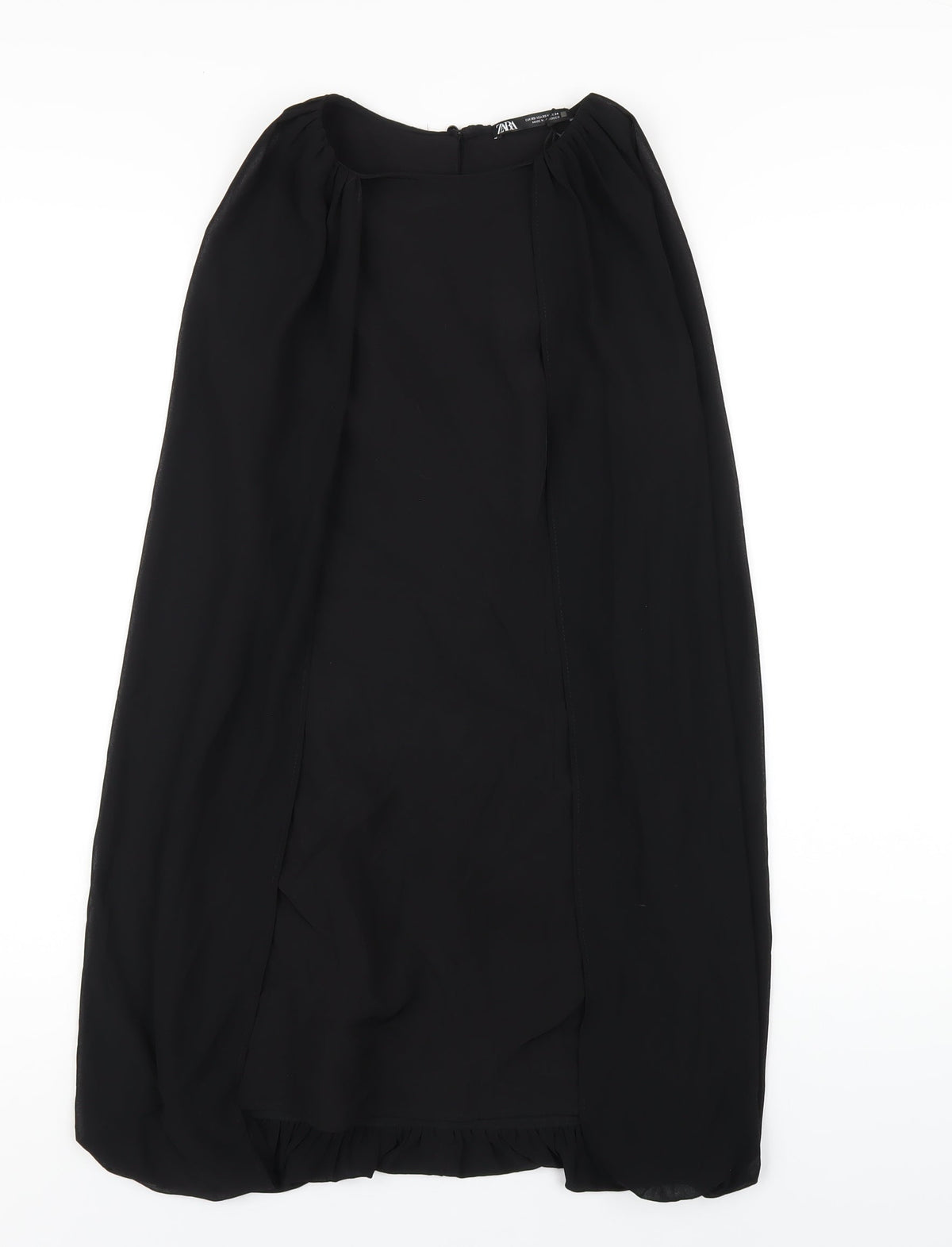 Zara Womens Black Polyester A-Line Size XS Roll Neck Zip