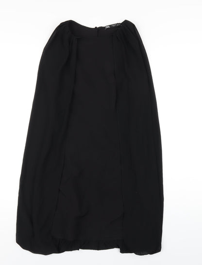 Zara Womens Black Polyester A-Line Size XS Roll Neck Zip