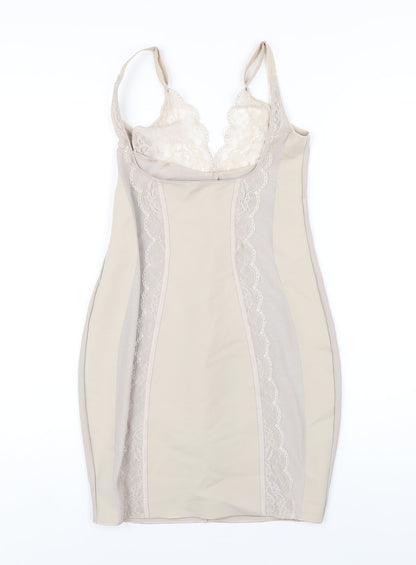 Marks and Spencer Womens Beige Solid Polyamide Cami Dress Size 14