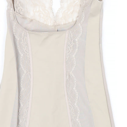 Marks and Spencer Womens Beige Solid Polyamide Cami Dress Size 14