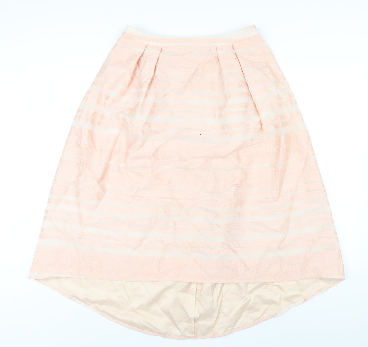 Oasis Womens Pink Striped Acrylic A-Line Skirt Size 10 Zip