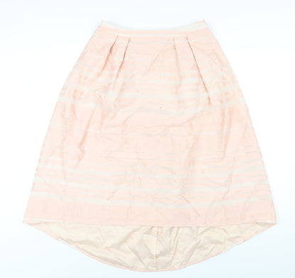 Oasis Womens Pink Striped Acrylic A-Line Skirt Size 10 Zip
