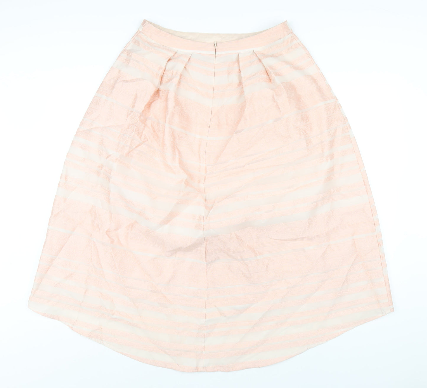 Oasis Womens Pink Striped Acrylic A-Line Skirt Size 10 Zip