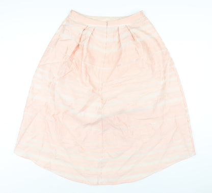 Oasis Womens Pink Striped Acrylic A-Line Skirt Size 10 Zip