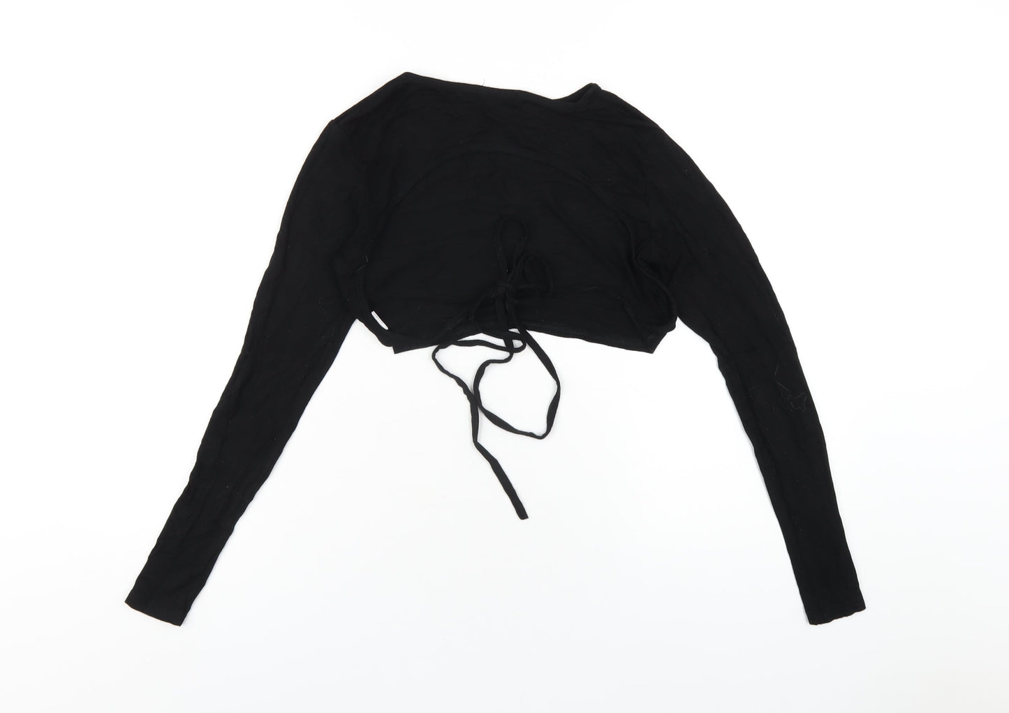 Womens UK Size 8 PRETTYLITTLETHING Black Cropped T-Shirt