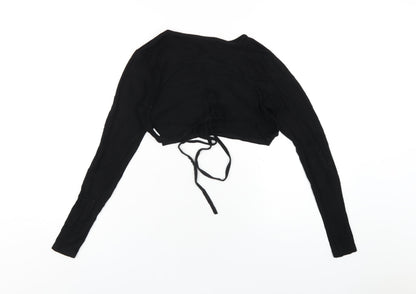 Womens UK Size 8 PRETTYLITTLETHING Black Cropped T-Shirt