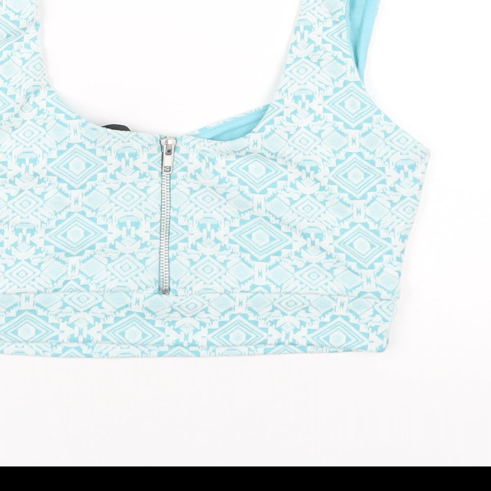 Womens UK Size 12 River Island Blue Cropped Tank