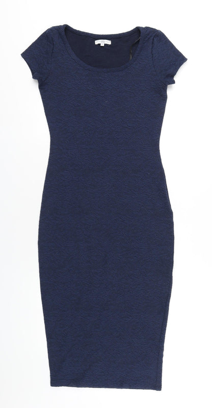 New Look Womens Blue Polyester Bodycon Size 10 Scoop Neck Pullover
